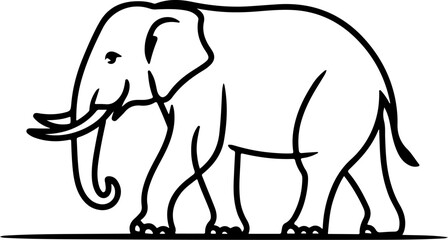  Elephant hand-drawn Flat vector illustration.