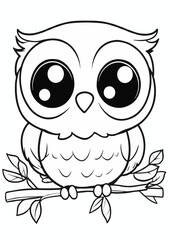 Big-Eyed Owl Coloring Page – Wise Woodland Animal for Children’s Fun