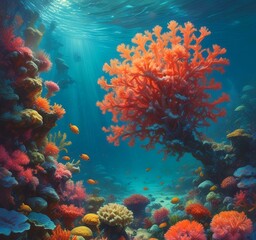 Illustration of underwater coral environment.