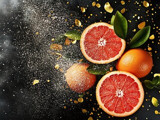 A Stylized and Colorful Shot of Sugared Grapefruit