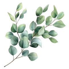 Eucalyptus branch with green leaves isolated on transparent background