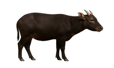 Lowland Anoa Standing in Profile White Background