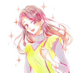 出かける女性　秋イメージ　キラキラ