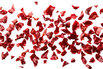 Scattered Red Fragments isolated on transparent background