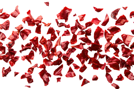 Scattered Red Fragments isolated on transparent background