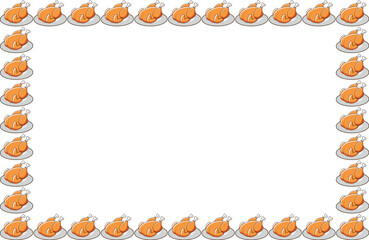 Roast chicken, vector illustration, clipart, for designers and backgrounds, frame.
