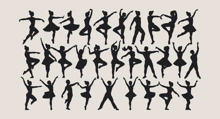 black silhouette vector illustration of dancer