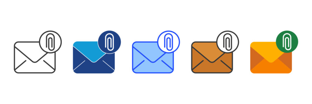 Email Attachment Icon Set Multiple Style Collection
