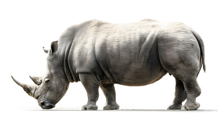 Naklejka premium A rhino is eating grass