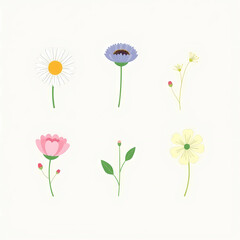 Wildflower Icons in Hand-Drawn Style &ndash; Hand-sketched icons of wildflowers in various styles.