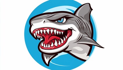 Angry shark graphic, illustration