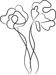Abstract Line Art Drawing of Two Simple Flowers