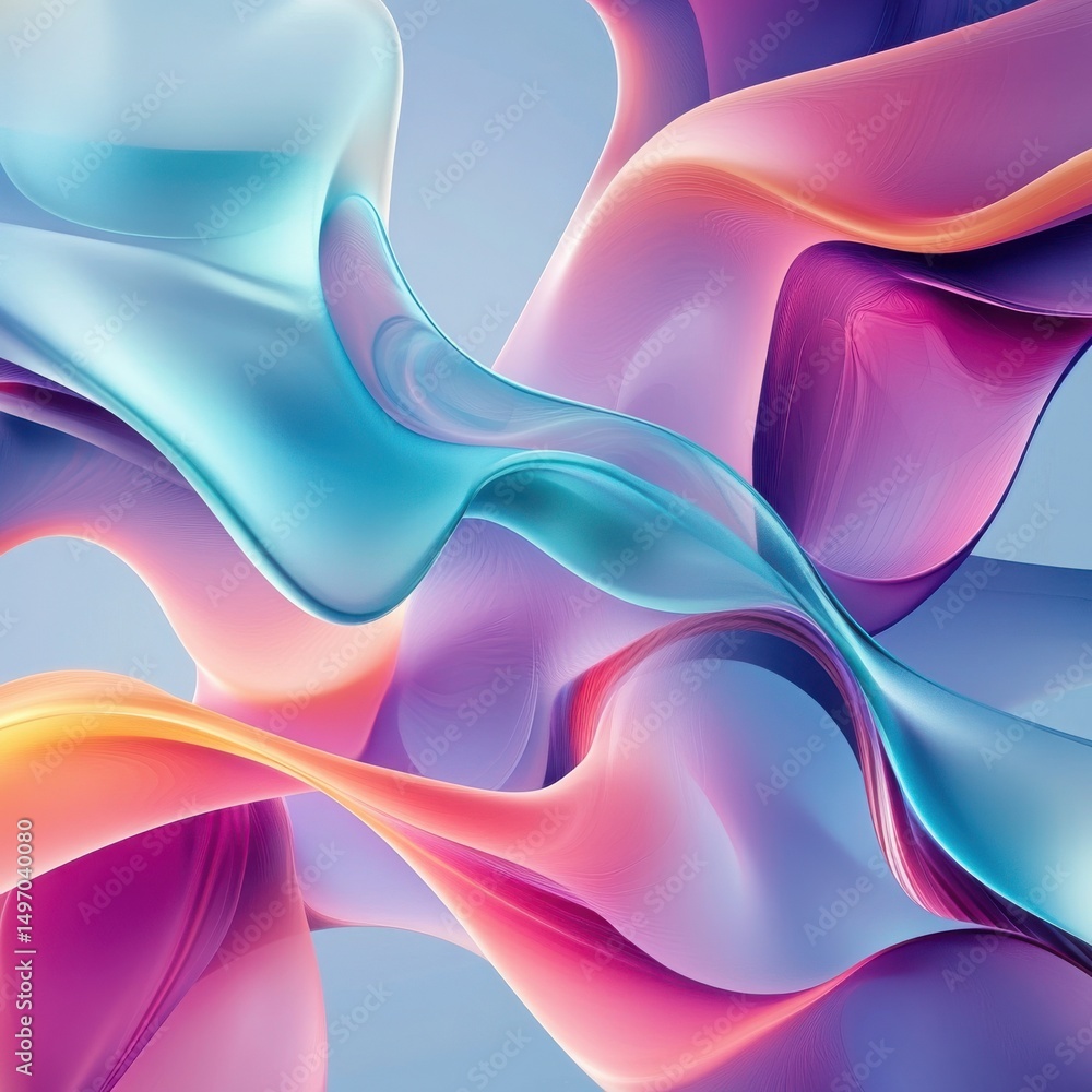 Poster dynamic abstract concepts showing the evolving connection between natural elements and technology.
