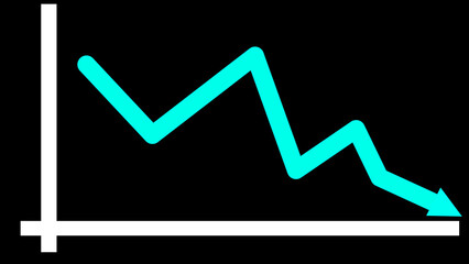 Business graph down trend. Going downward bar chart falling stock index