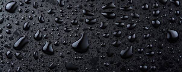 Close-up view of black surface with water droplets