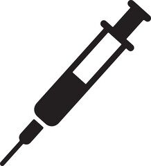Syringe injection icon silhouette vector, injection icon
