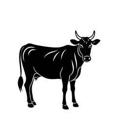 Silhouette Illustration Of Cow