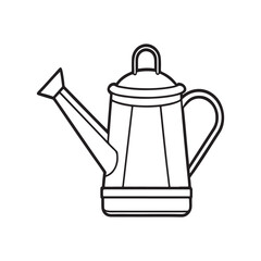 Vector Line Art Icon of a Watering Can Minimalist Gardening Tool Illustration in Clean Black Stroke