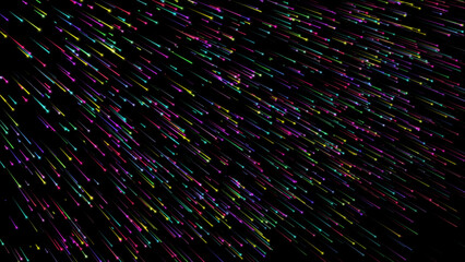 Abstract particle lines explode loop background. Multicolor abstract technology futuristic star and line background. Fast light trails