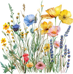 wildflower with branches watercolor style vector illustration format