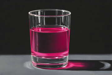 Close-up of a glass filled with a vibrant pink liquid.