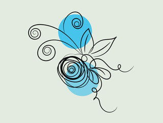 Abstract Floral Design with Swirls and Blue Circles