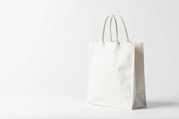 White cotton shopping bag, handles, isolated on white , object, studio shot, blank