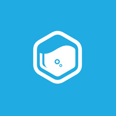 Obraz premium Hexagon Water Liquid Bottle logo design vector illustration