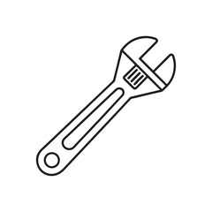  Vector Line Art Icon of an Adjustable Wrench Minimalist Hand Tool Illustration in Clean Black Stroke