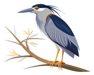 Fototapeta premium a graceful watercolor of a night heron with dark plumage