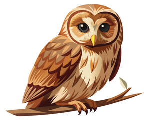Fototapeta premium a graceful watercolor of a tawny owl with soft feathers