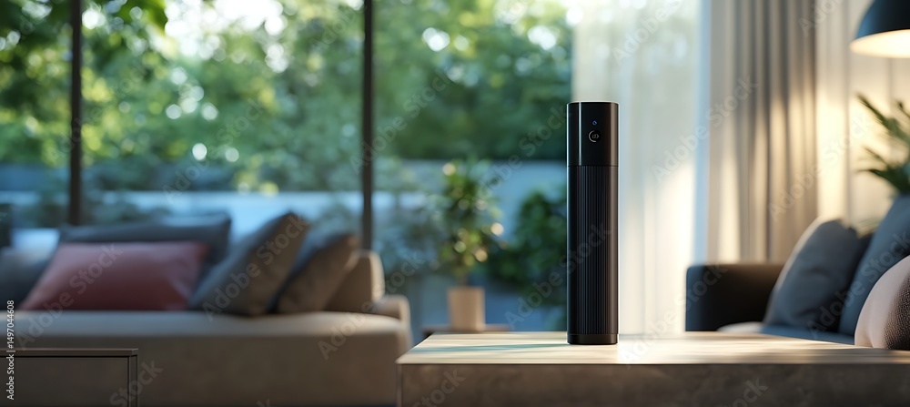 Aufkleber luxury ai air purifier background displaying contemporary vertical design with smart features and le