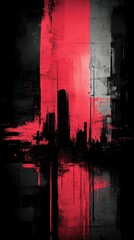 Crimson Cityscape: An Abstract Urban Nightscape