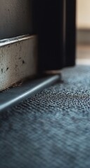 Door threshold with textured floor, and detail.