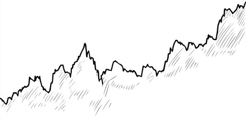 Obraz premium Abstrakte Liniengrafik, Berglandschaft, Kurvenverlauf