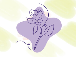 Abstract Line Art Flower with Blue Circles Minimalist Design