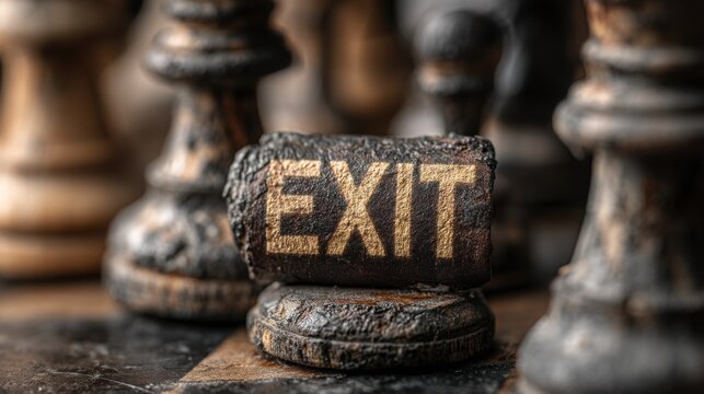 Strategic exit planning icon concept illustrated by a chess set with letters ex representing business profit strategies
