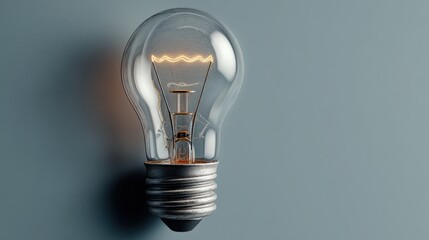 Light bulb hanging on a wall representing subtle innovation icon concept for elegant progress and ideas
