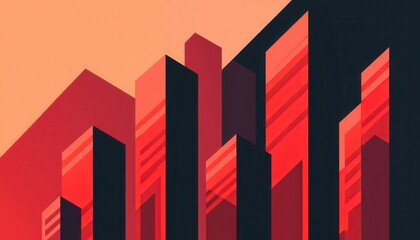 Abstrakte Stadtlandschaft in Rot und Schwarz