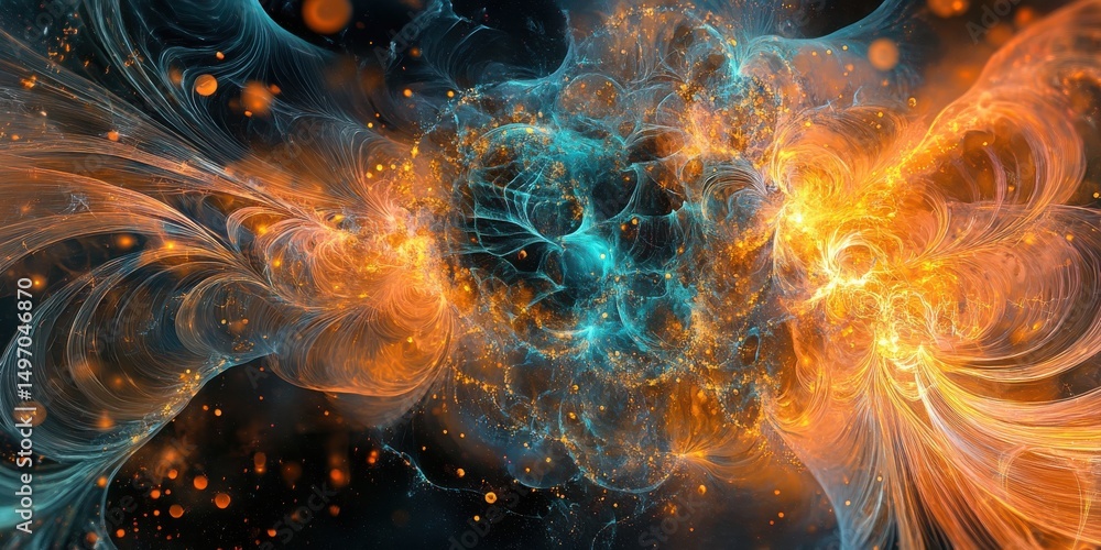 Aufkleber futuristic ai concepts: neural network visuals blending with captivating glowing lines.
