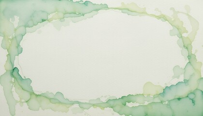 Abstract pale green watercolor frame with soft organic shapes and fluid texture