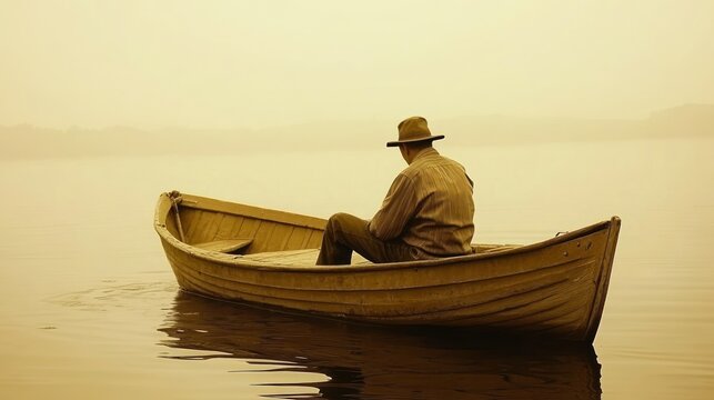 Solitary rower on a tranquil lake (1)