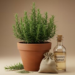 A rosemary tree with green leaves, isolated on transparent background