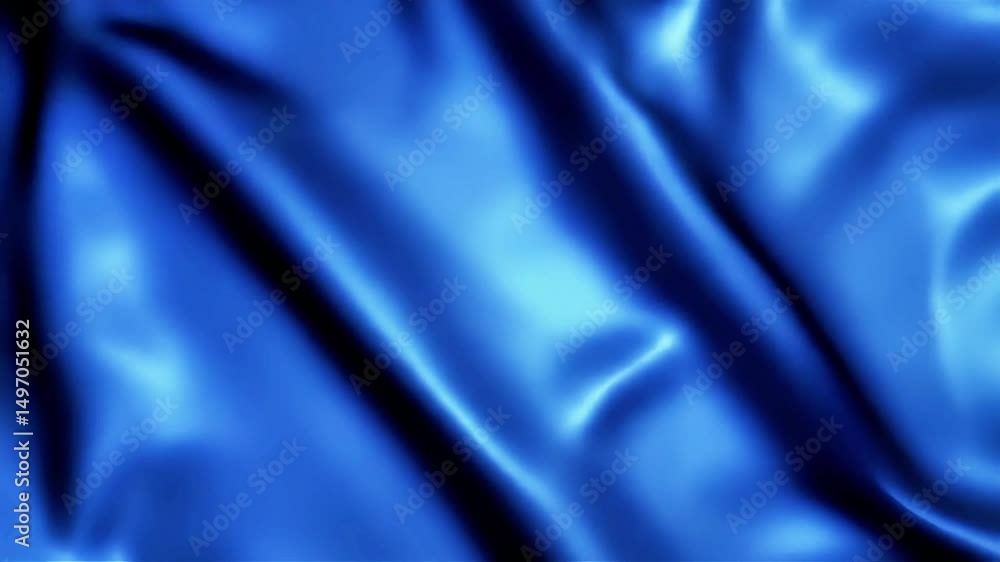 Poster Animated Blue Silk Fabric Waving Gently in a Seamless Loop
