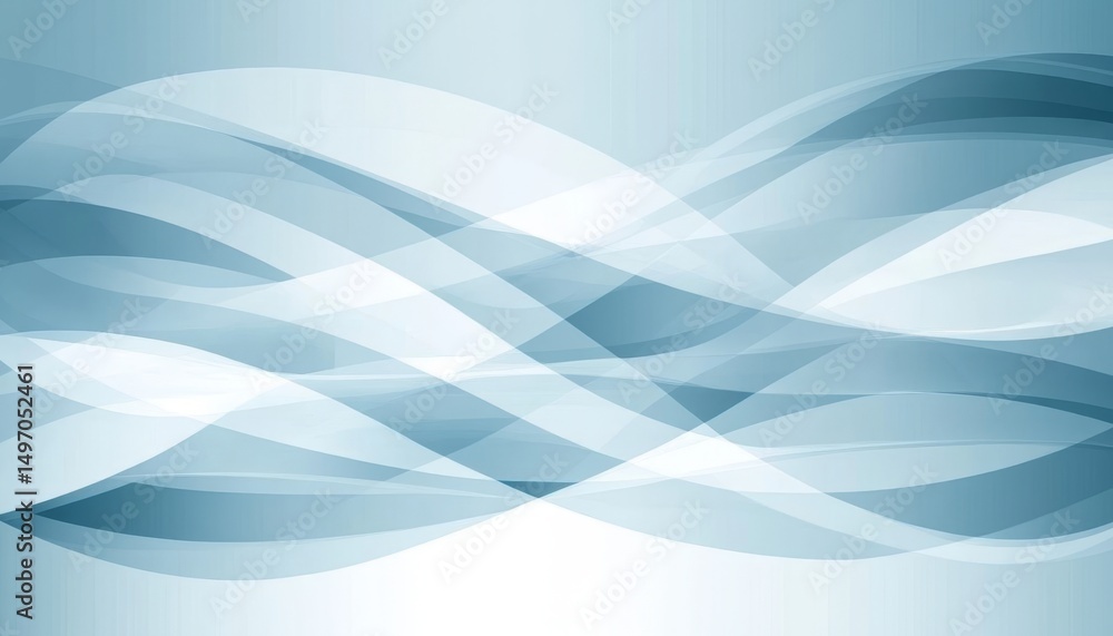 Poster flowing serenity abstract blue fluid wave background with dynamic curves and soft gradients.