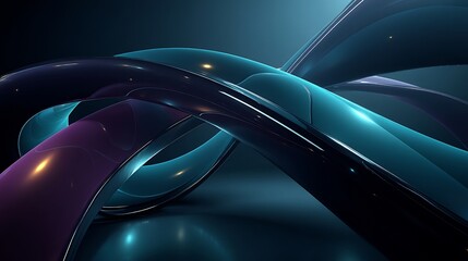 Abstract Dark Blue Teal Purple Curves Background.