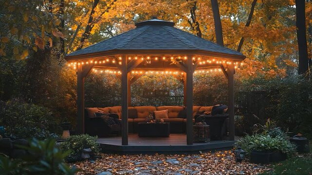 Autumn evening gazebo