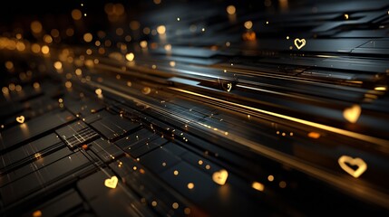 Abstract Dark Tech Heart Background.