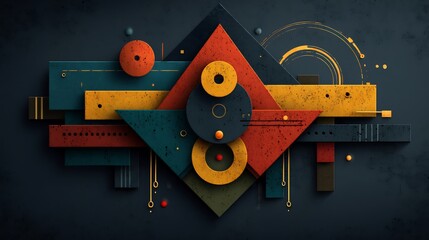 Abstract Geometric Art with Dark Background, and Design.