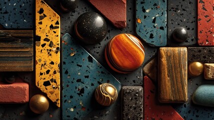 Abstract Geometric Terrazzo Texture Background.